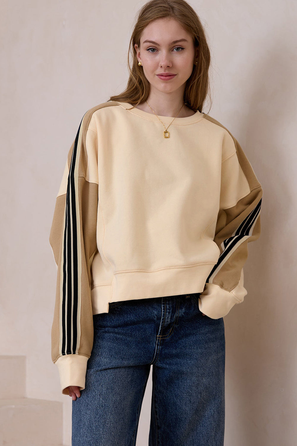 Track Stripe Crewneck Pullover