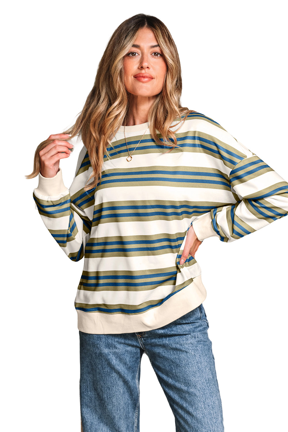Retro Stripe Crewneck Sweatshirt