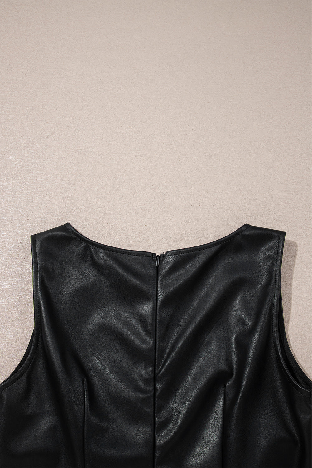 Sleeveless Faux Leather Mini Dress