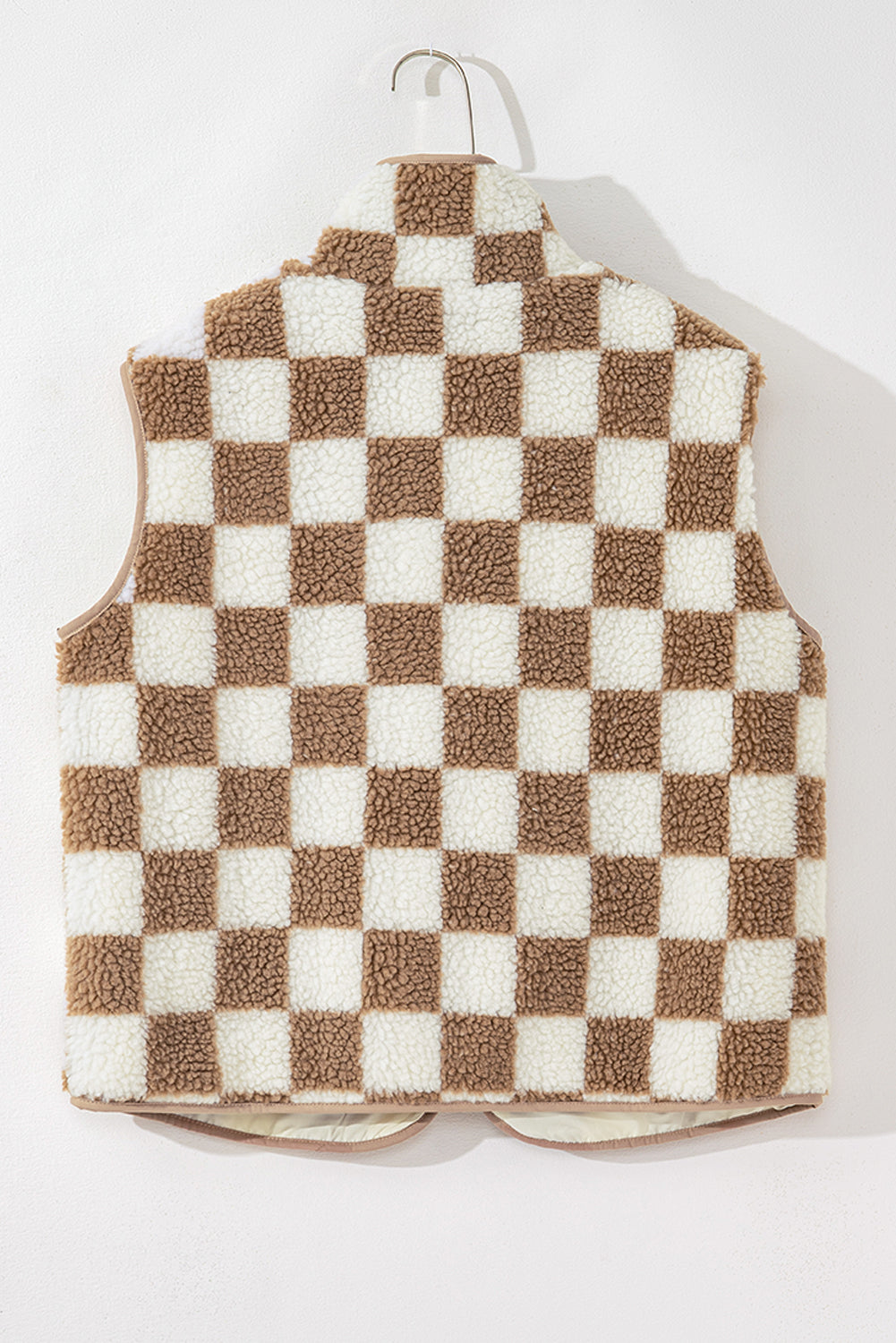 Checkered Sherpa Zip Vest