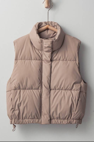 Cropped Drawstring Puffer Vest