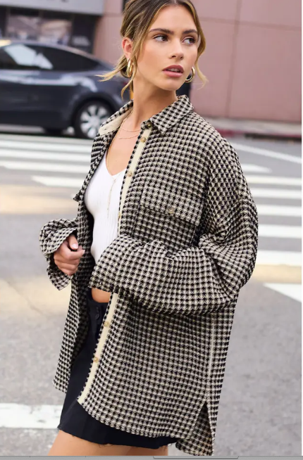 Oversized Houndstooth Shacket