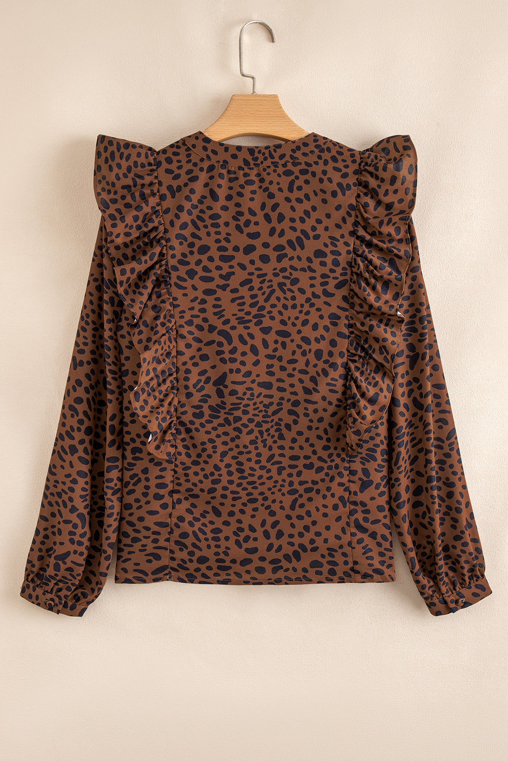 Ruffle Trim Animal Print Blouse