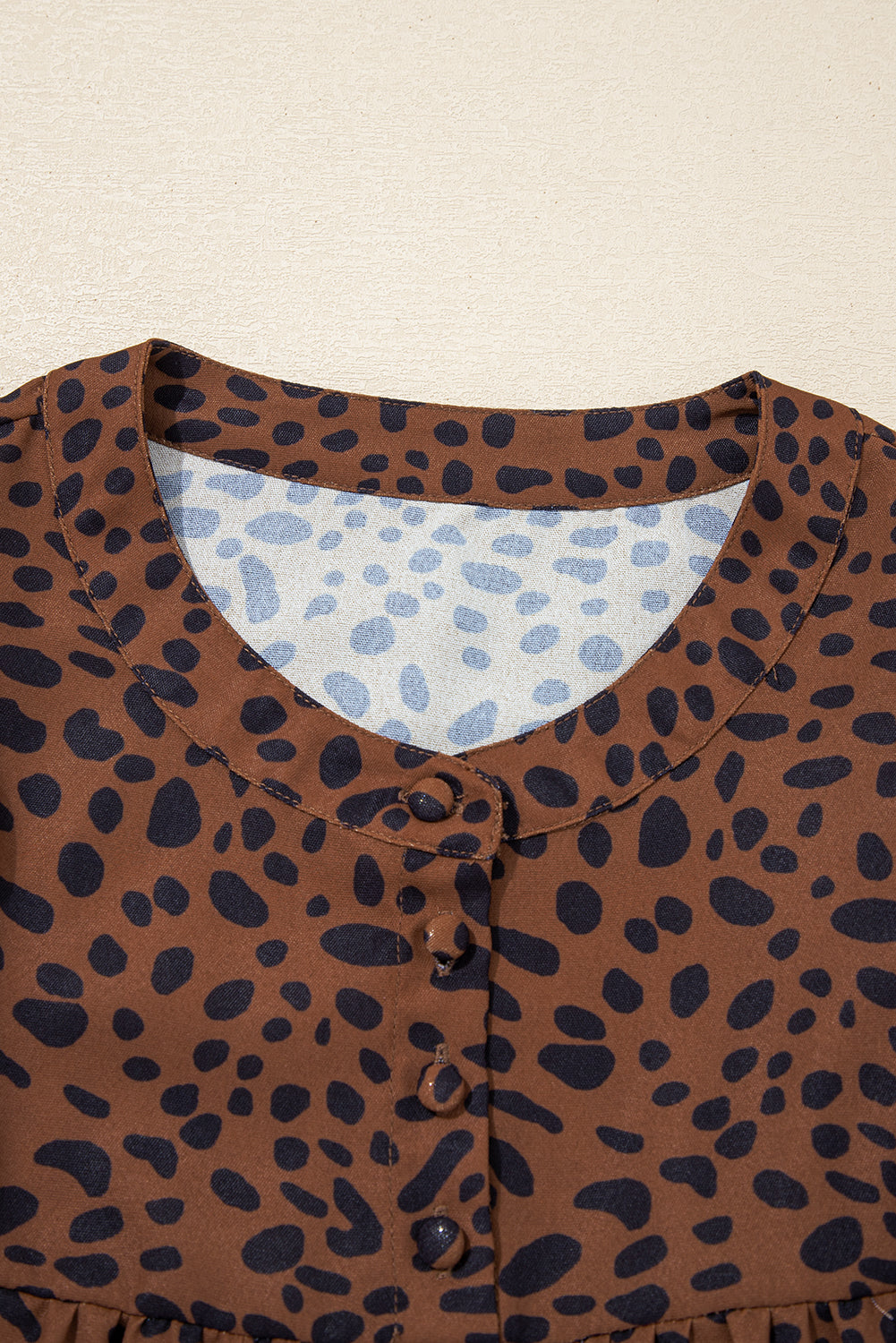 Ruffle Trim Animal Print Blouse