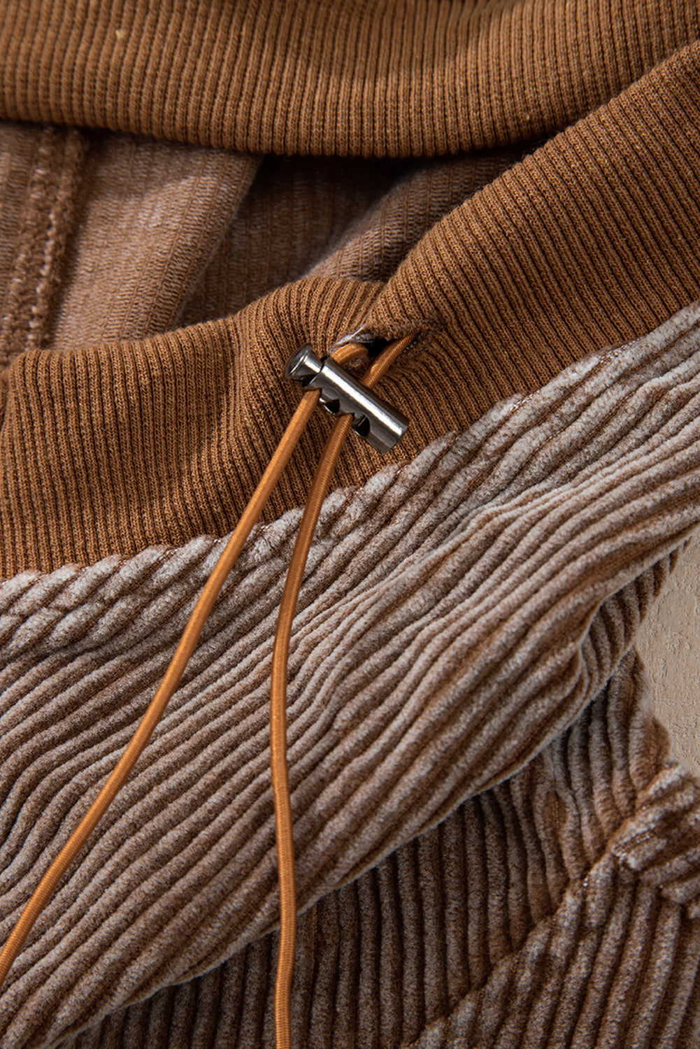 Caramel Corduroy Half-Zip Hoodie
