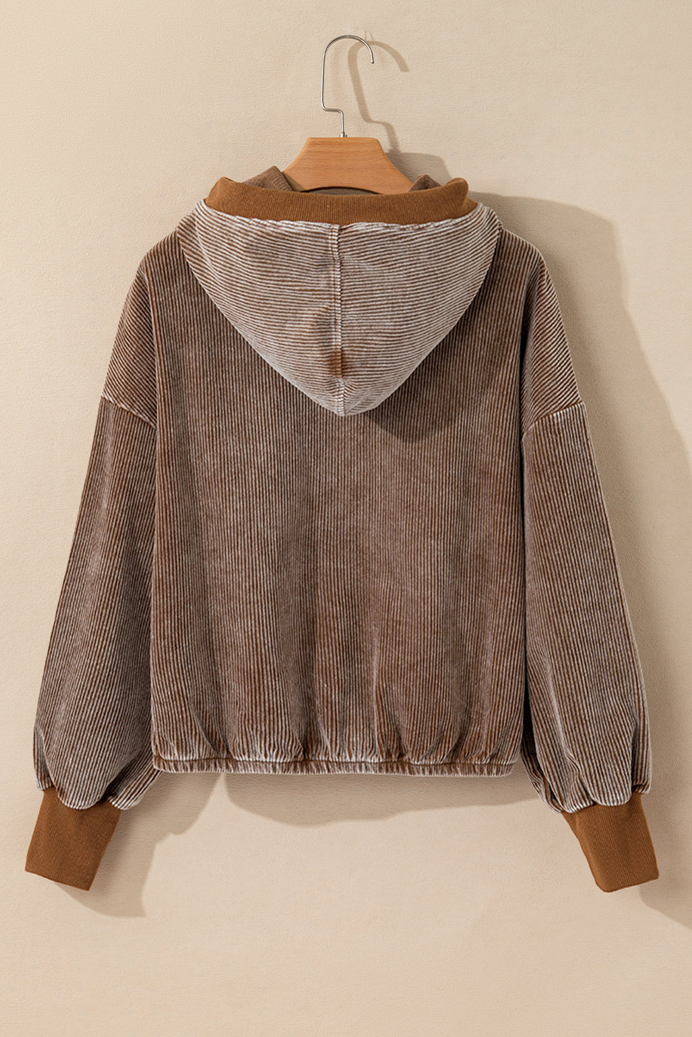 Caramel Corduroy Half-Zip Hoodie