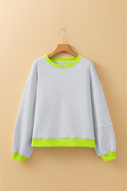 Neon Trim Drop Shoulder Sweatshirt