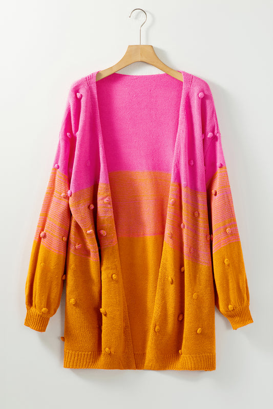 Colorblock Dot Knit Cardigan