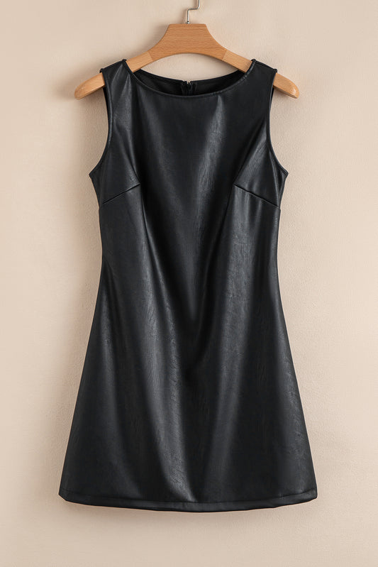 Sleeveless Faux Leather Mini Dress