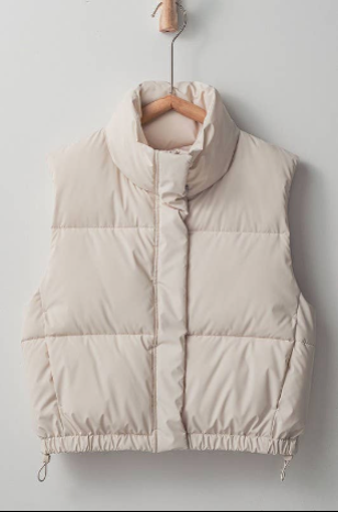 Cropped Drawstring Puffer Vest