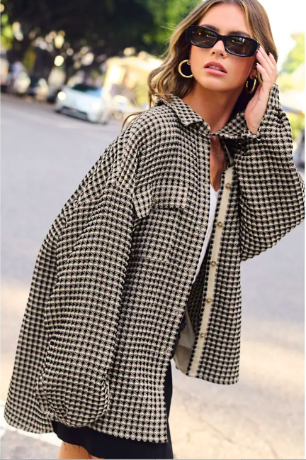 Oversized Houndstooth Shacket